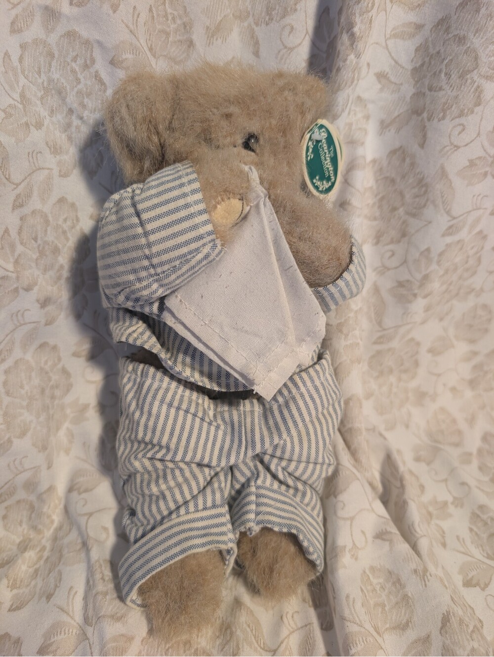 The Bearington Collection Get Well Soon Plush Bear in Striped Pajamas